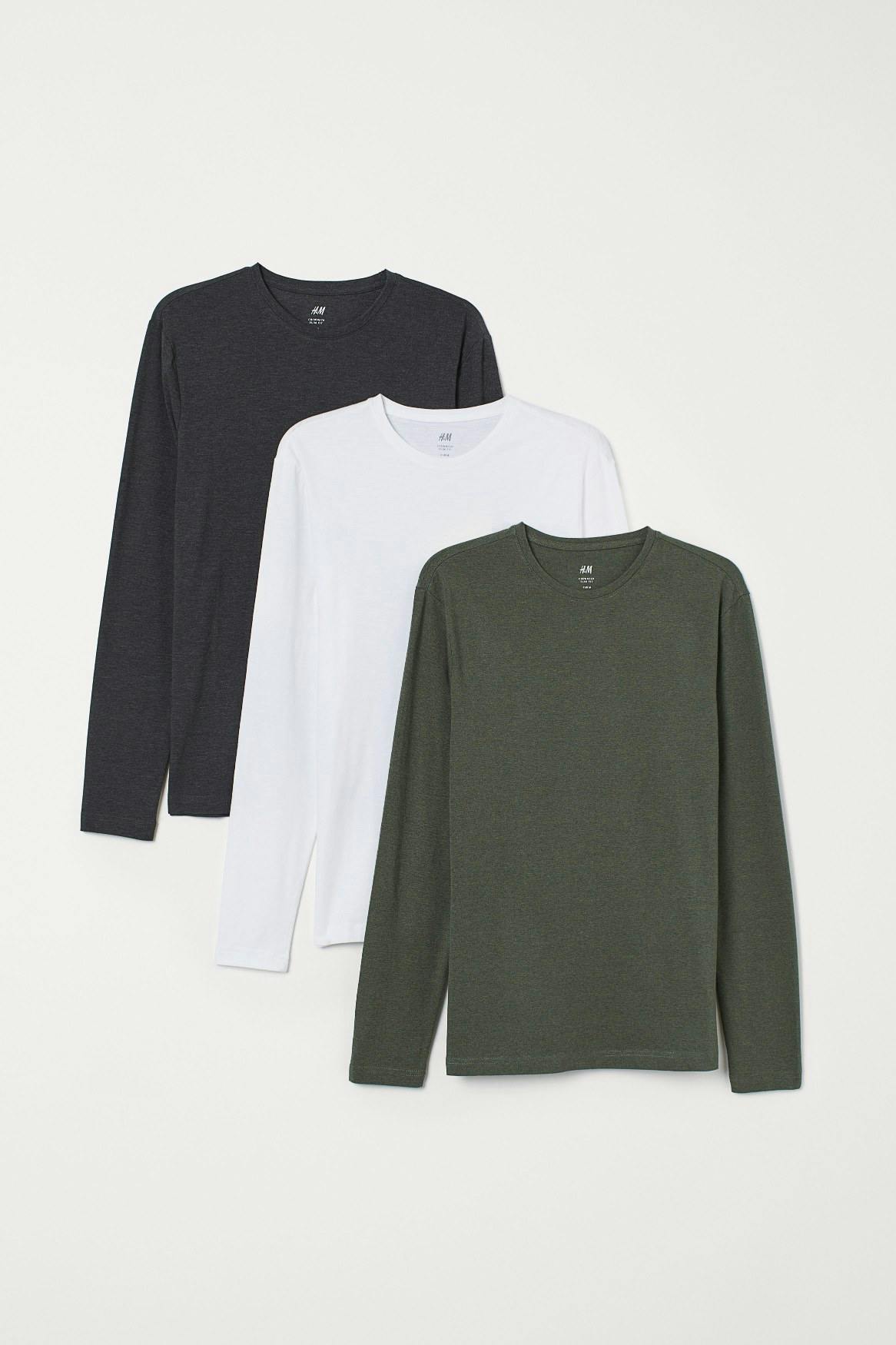 R-NECK LS SLIM 3PK